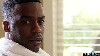 Busty redhead teen Arietta Adams is shocked to see stepdads big black cock