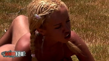 Hot pornstar Barbie Banks outdoor rough anal fucking