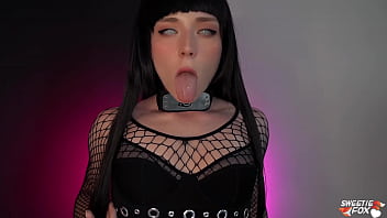 Hinata In Stockings Fucks Herself With A Huge Dildo