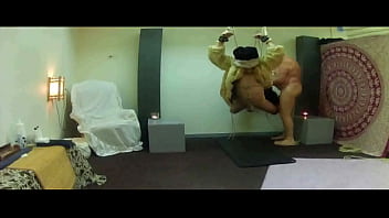 suspension gay slave with fur coat