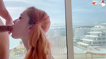 Rough Fucked in Doggystyle Redhead Girlfriend after Blowjob and Cum Inside