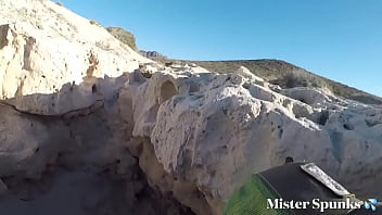 Public Cum Swallow After Balls Deep Deepthroat Blowjob on the Beach