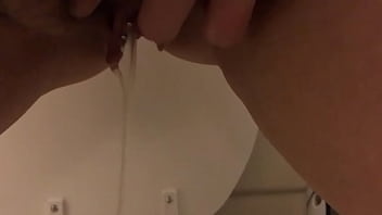 Stare at my pretty feet and pussy while on toilet