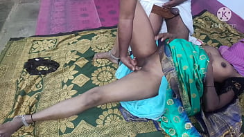 Indian  village bhabhi sex in green colour sari