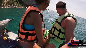 Jetski blowjob in public with his real Asian teen girlfriend