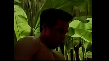 Busty chick with cool tattoo Nikki Sinn gets double penetration from two muscular guys on the couch