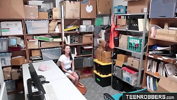 Teenrobbers.com: Shaved Teen Shoplifter Fucked By Creepy Guard