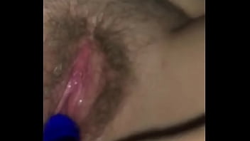 Playing with wife pussy with new toy