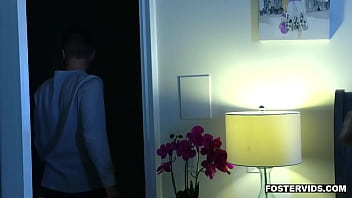 Petite teen Vanna lets her foster fuck her pussy