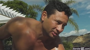 Shemale Casey Kisses oily handjob n anal