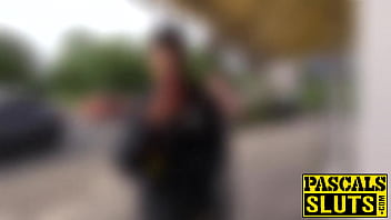 Busty British subslut Candice Banks hammered and eats cum