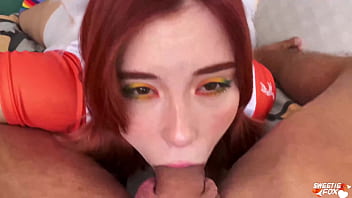 Ahegao Face Babe Deep Sucking Big Dick and Doggy Fuck - Creampie