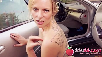 NAUGHTY blonde vixen Claudia Swea drives around naked &amp_ picks up a guy for a hot OUTDOOR fuck! (ENGLISH) Dates66.com