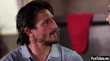 Horny blonde teen played with herself and used stepdad