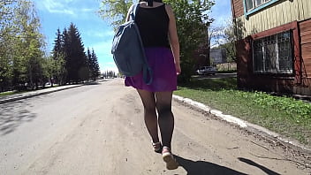 Voyeur in public places looks under the skirts of girls with juicy butts.