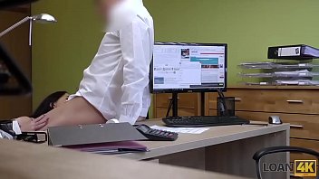 LOAN4K. Serious loan agent drills asshole of pretty brunette client