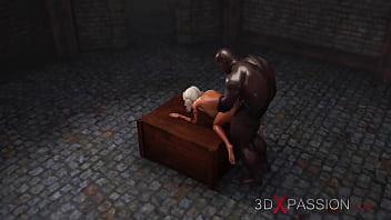 Anal 3d sex! A horny college girl gets fucked hard by a black man in the dungeon