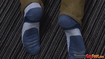 Feet worshipped stud cums