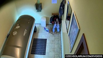 Beautiful Brunette Masturbating in Solarium