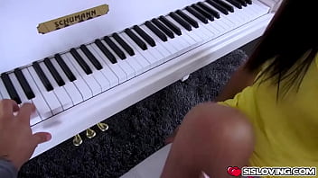 Stepbro tells Vienna to stroke his cock before teaching her!