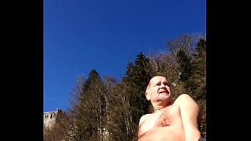 skinny-dipper with erection in public