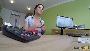 LOAN4K. Modest brunette has dirty sex for cash in the loan agency
