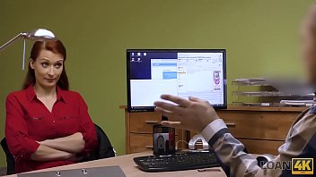 LOAN4K. Loan agent can assist red-haired beauty if she pleases him