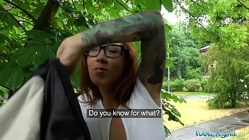 Public Agent Horny tattooed minx bent over and fucked outdoors