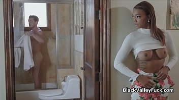 Curvy black teen filled with thick white meat