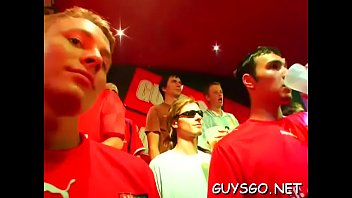A lot of horny dudes having a blast at a homo sex party
