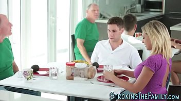 Stepmom blows under table