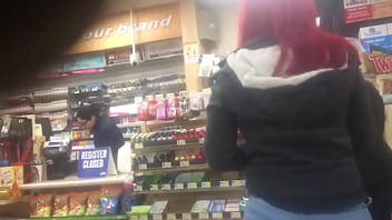 Candid slow mo video Mexican booty at gas station Pt 1