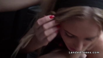 Hot Russian teens has threesome in car