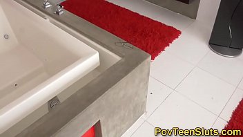 Sexy teen gets pov fucked while she plays with her pussy