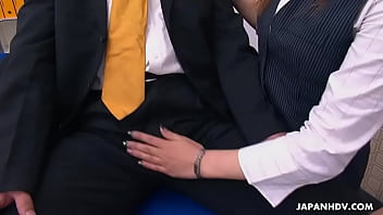 Obedient Japanese secretary works hard for a mouthful of cum