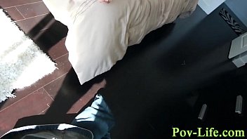 Teen gargles cum in pov