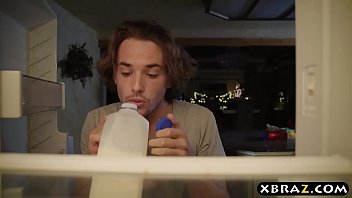 Hot stepmom squirts over stepsons cock during Christmas