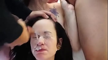 cute brunette bukkake