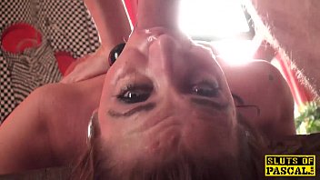 Squirting british subject gets throatfucked