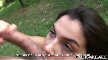 Latin babe flashes her big tits for cash