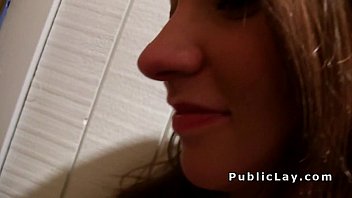 Hot brunette amateur sucks outdoor