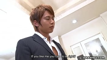 Piano playing teen gest to suck his leather flute