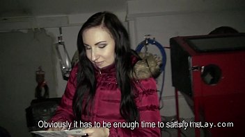 Euro amateur flashing pale tits in public