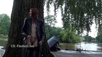 Skinny granny exhibitionist Bitez in public nudity and mature outdoor flashing o