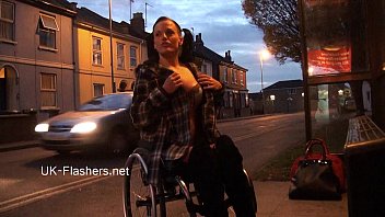 Paraprincess outdoor exhibitionism and flashing wheelchair bound babe showing