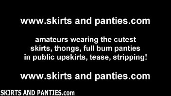 European teen Vilena flashing her panties