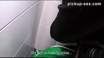 Amateur Kristyna fucked in public toilet in exchange for cash