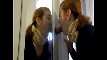 Redhead GF Gives Closet Gloryhole Blowjob
