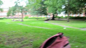 Busty amateur babe nude in public of Sarah Jane flashing her tits