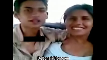 Naughty guy kissing his girlfriend